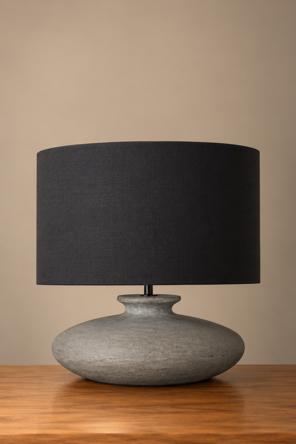 The Phillips Cement Table lamp - Black cotton shade